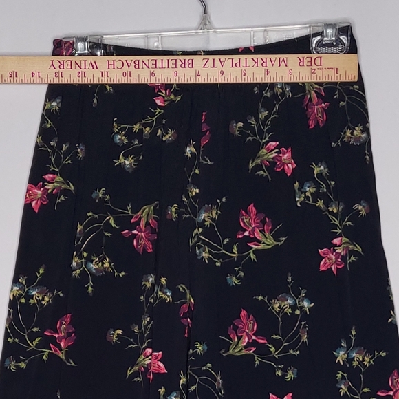 Carol Anderson vtg Dark Floral Pants 8 Elastic Waist Pullon Straight Leg 80s 90s - Picture 4 of 9